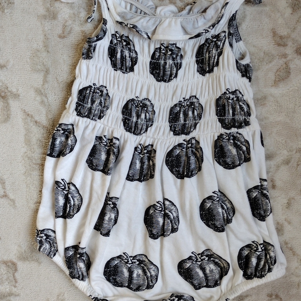 Kate Quinn Black and White Pumpkin Romper
